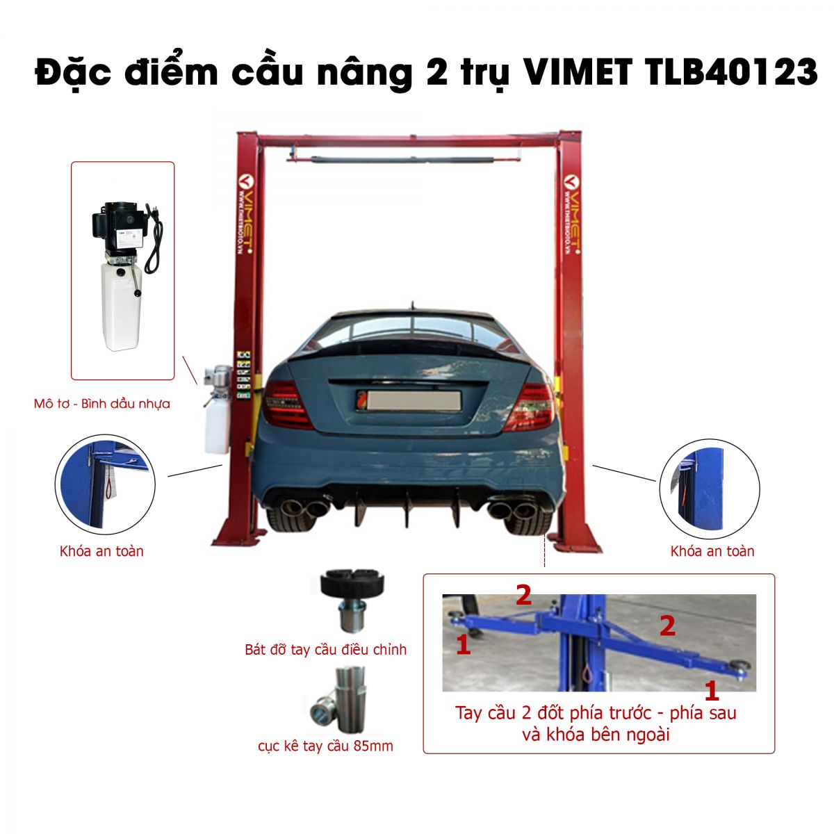 Cầu nâng 2 trụ cáp trên VIMET TLR40123