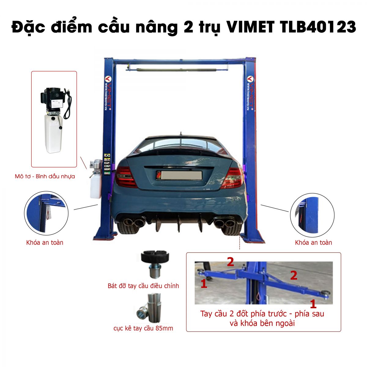 Cầu nâng 2 trụ cáp trên VIMET TLB40123