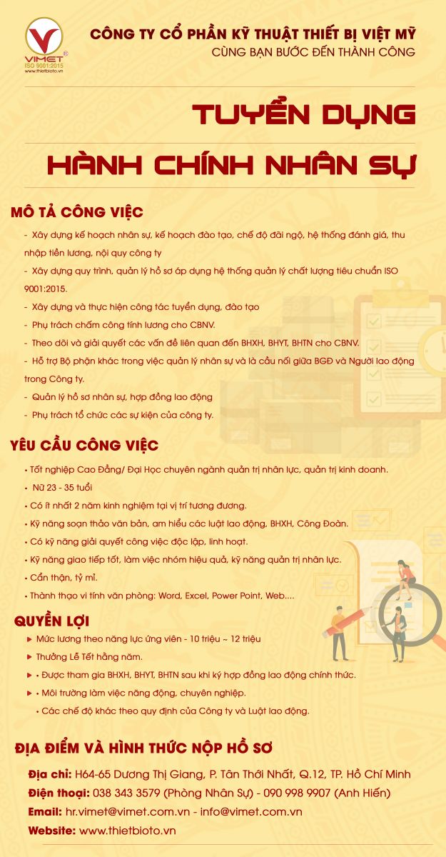 Tuyển dụng HÀNH CHÍNH NHÂN SỰ
