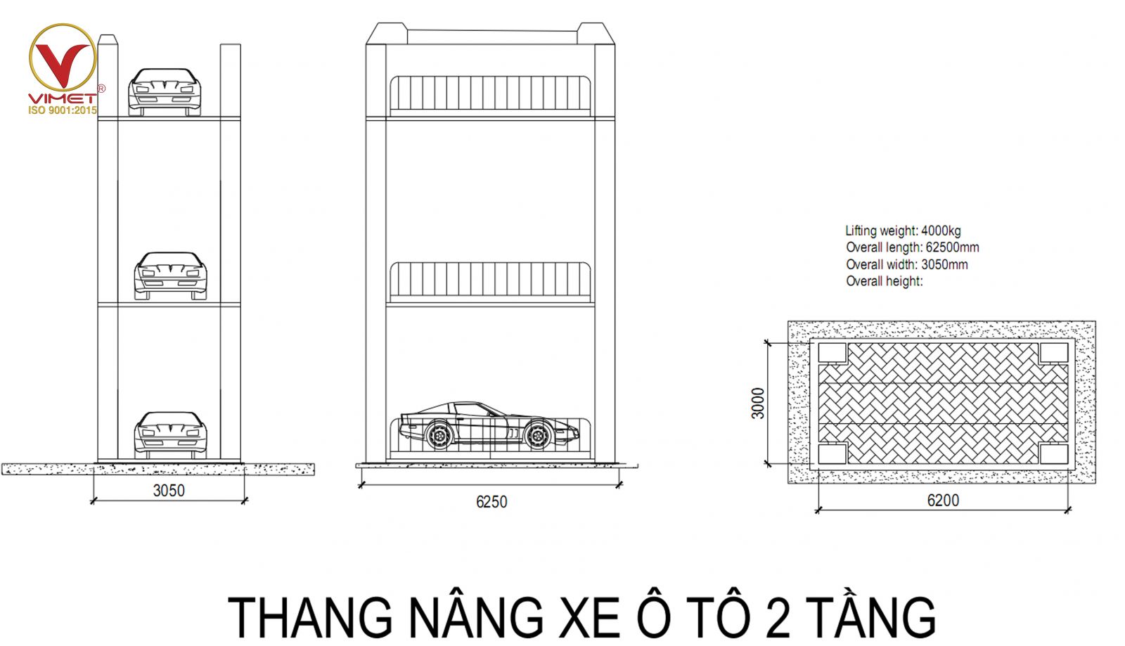 Cầu nâng xe lên lầu 2 tầng VFLH0289