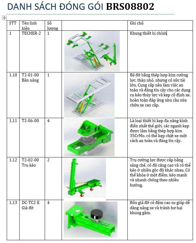 Thiết bị kéo nắn xe tai nạn và bộ phụ kiện tiêu chuẩn VIMET BRS08802