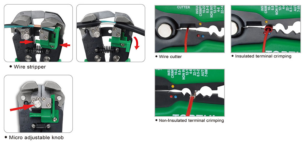 Kìm tuốt vỏ dây điện Toptul DKAA2226