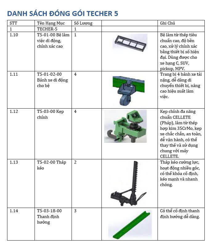 Thiết bị kéo nắn xe tai nạn và bộ phụ kiện tiêu chuẩn VIMET BRS11151