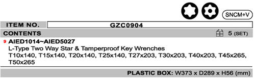 Bộ tay vặn 2 đầu sao và sao lỗ 9PCS TOPTUL GZC0904