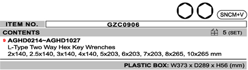 Bộ lục giác chữ L 9PCS TOPTUL GZC0906 Bộ lục giác chữ L 9PCS TOPTUL GZC0906