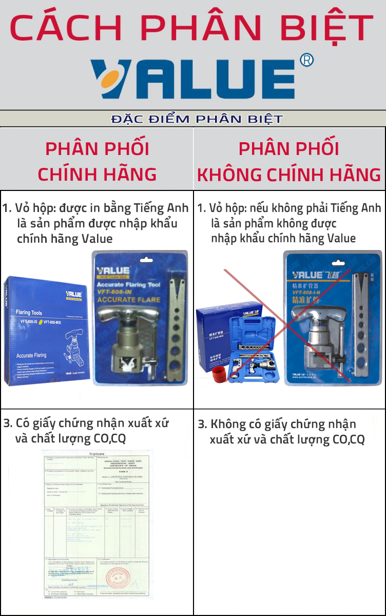 Nhận biết hàng nhập khẩu và phân phối chính hãng VALUE