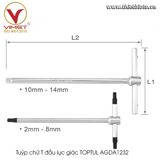 Tuýp chữ T đầu lục giác Toptul AGDA1232