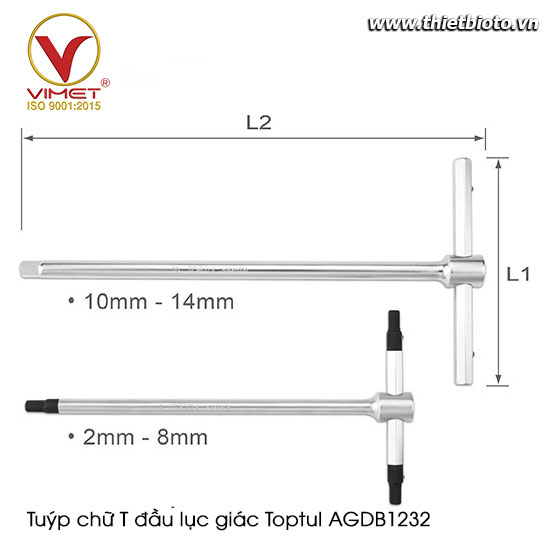 Tuýp chữ T đầu lục giác Toptul AGDB1232