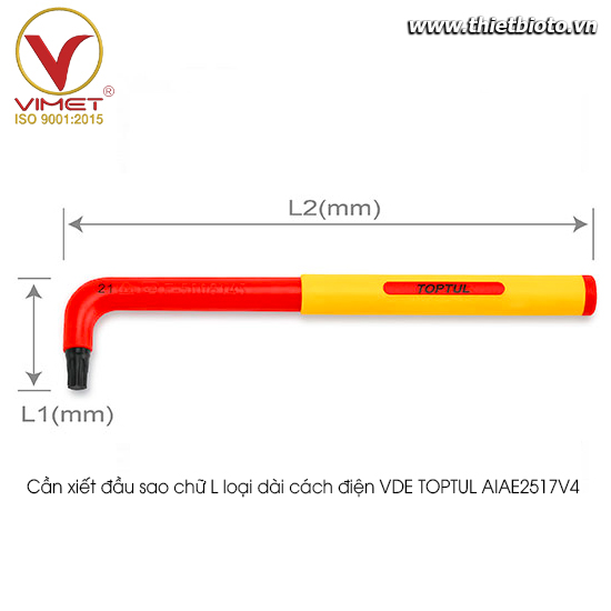 Cần xiết đầu sao chữ L loại dài cách điện VDE TOPTUL AIAE2517V4