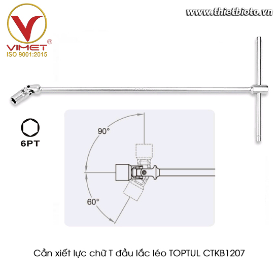 Cần xiết lực chữ T đầu tuýp lắc léo TOPTUL CTKB1207