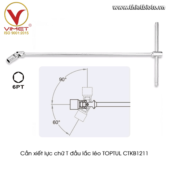 Cần xiết lực chữ T đầu tuýp lắc léo TOPTUL CTKB1211