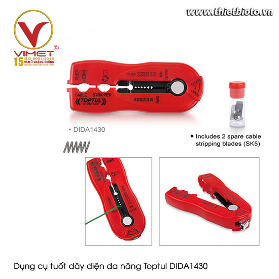 Dụng cụ tuốt dây điện đa năng Toptul DIDA1430