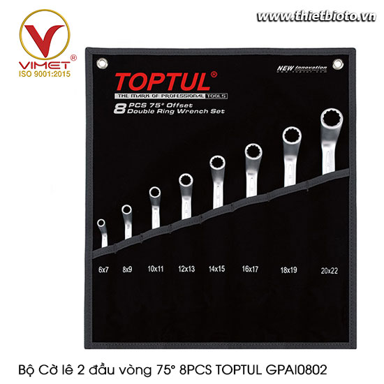 Bộ Cờ lê 2 đầu vòng 75° 8PCS TOPTUL GPAI0802