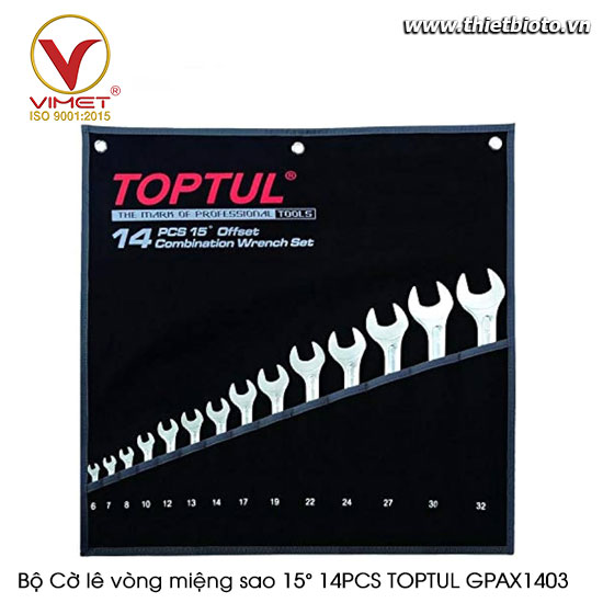 Bộ Cờ lê vòng miệng sao 15° 14PCS TOPTUL GPAX1403